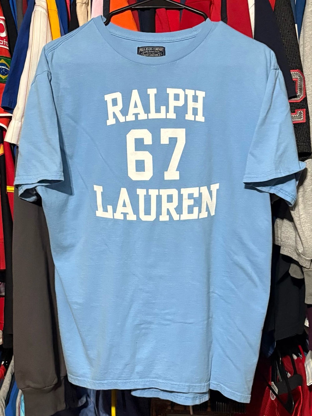 Polo Jeans Co Ralph Lauren Polo R.L. 67 Y2K light Blue Tee Shirt medium GUC